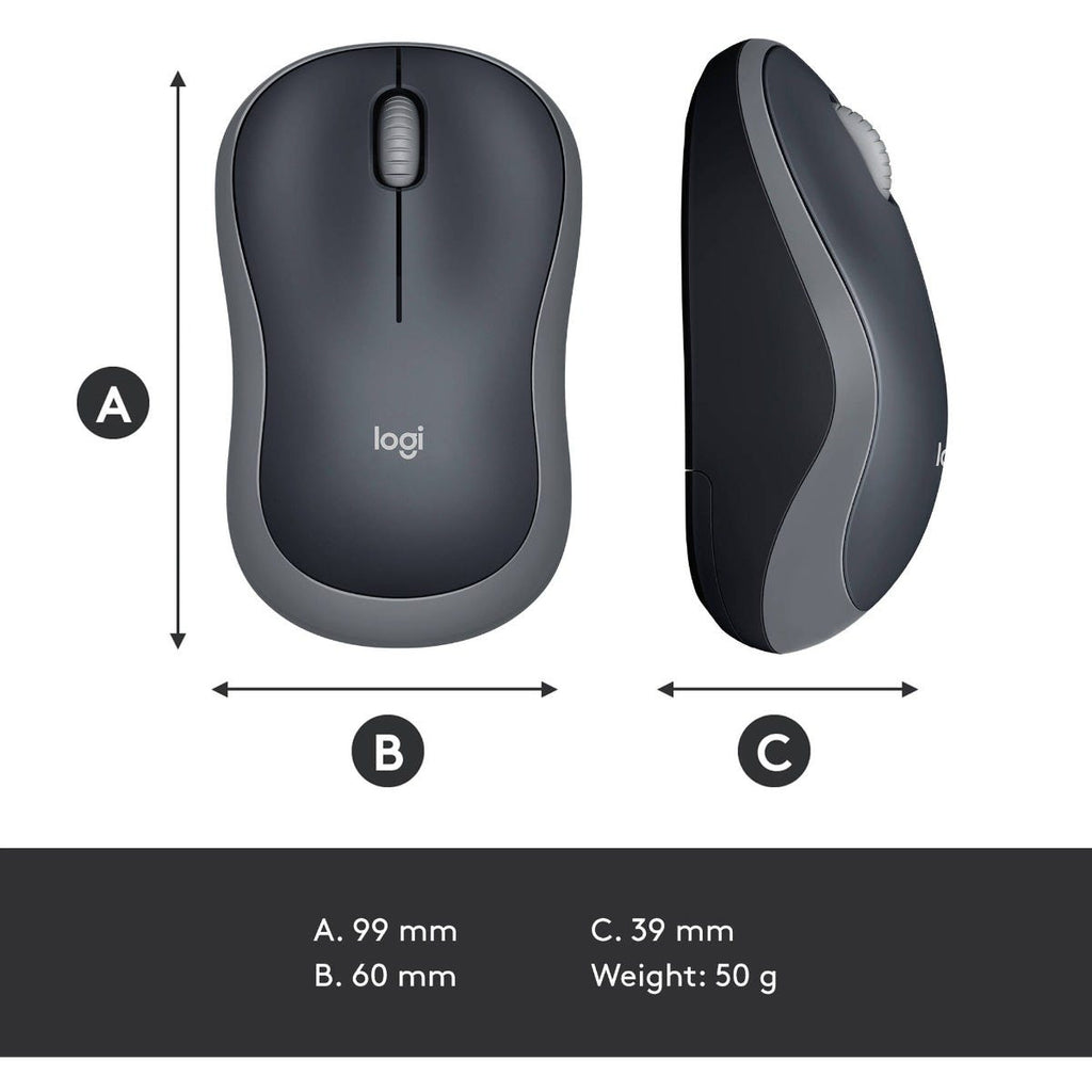 Logitech M185 Wireless Mouse (Swift Gray)