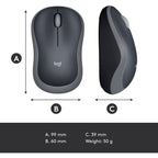 Logitech M185 Wireless Mouse (Swift Gray)