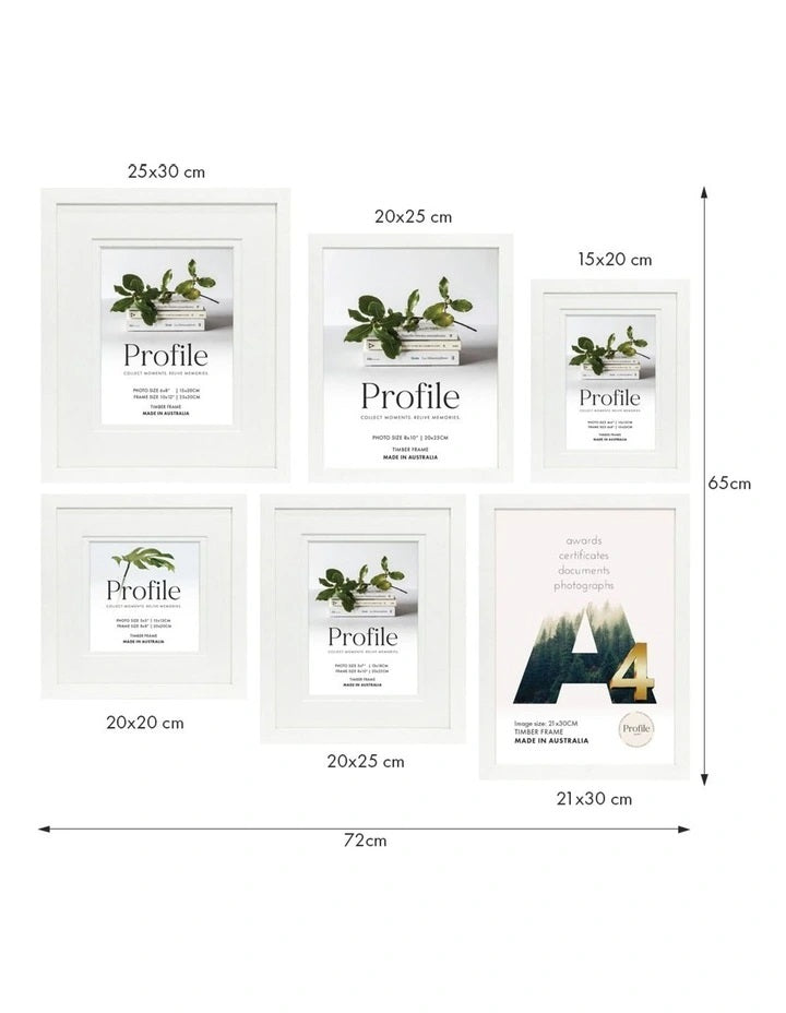 Deluxe Gallery Photo Wall Frame Set B - 6 Frames - White