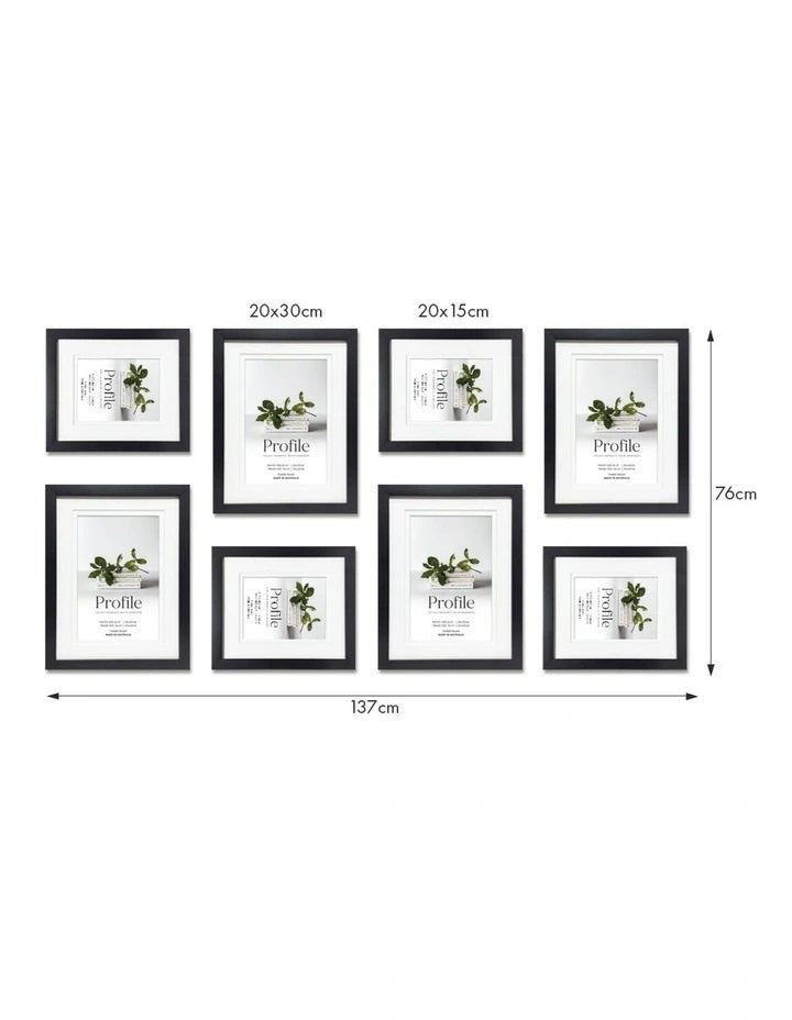 Deluxe Gallery Photo Wall Frame Set E - 8 Frames - Black