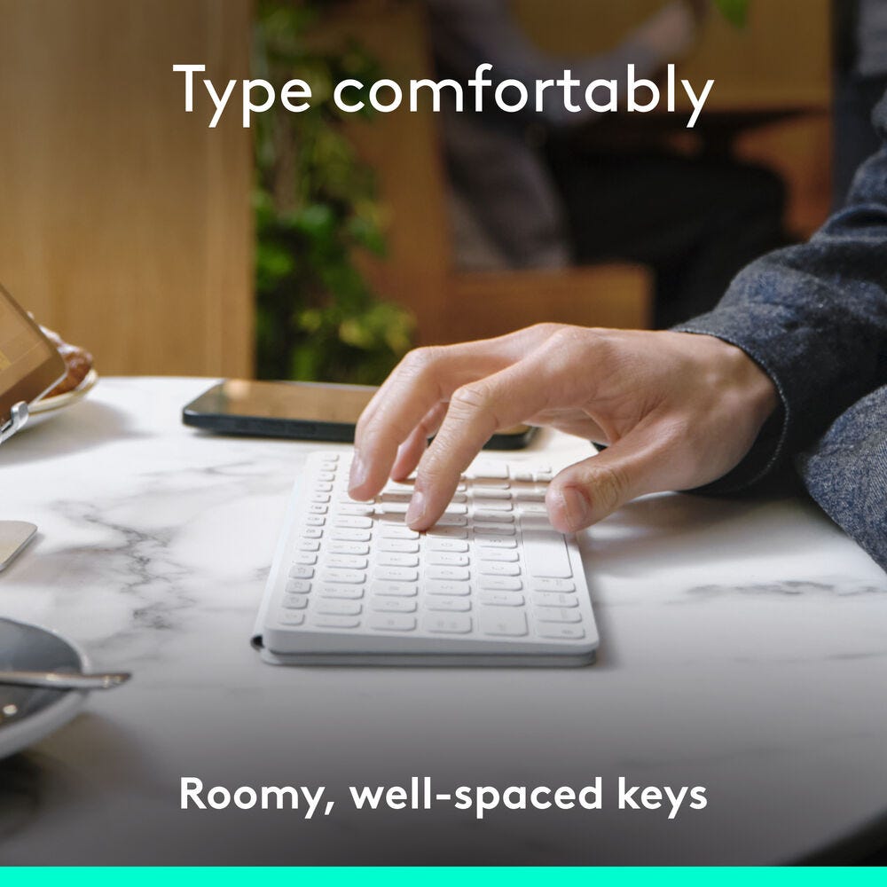 Logitech Keys-To-Go 2 Portable Wireless Keyboard Universal Layout (Pale Grey)