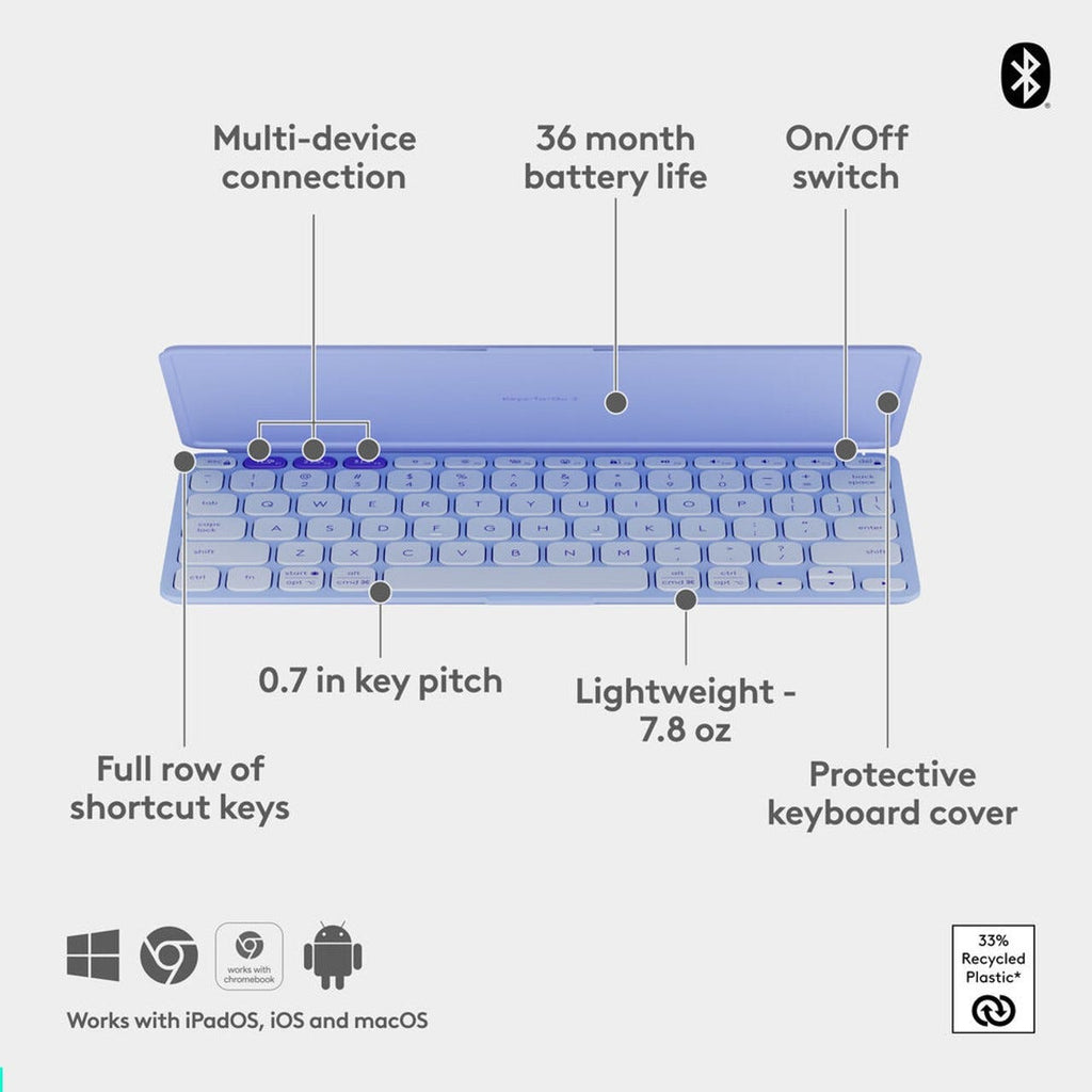 Logitech Keys-To-Go 2 Portable Wireless Keyboard Universal Layout (Lilac)