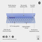 Logitech Keys-To-Go 2 Portable Wireless Keyboard Universal Layout (Lilac)