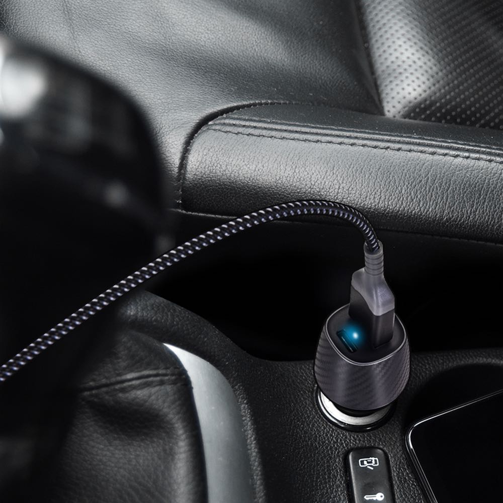 Bonelk Carbon Series 20W PD USB-C  18W QC 3.0 USB-A 20W Car Charger (Black)