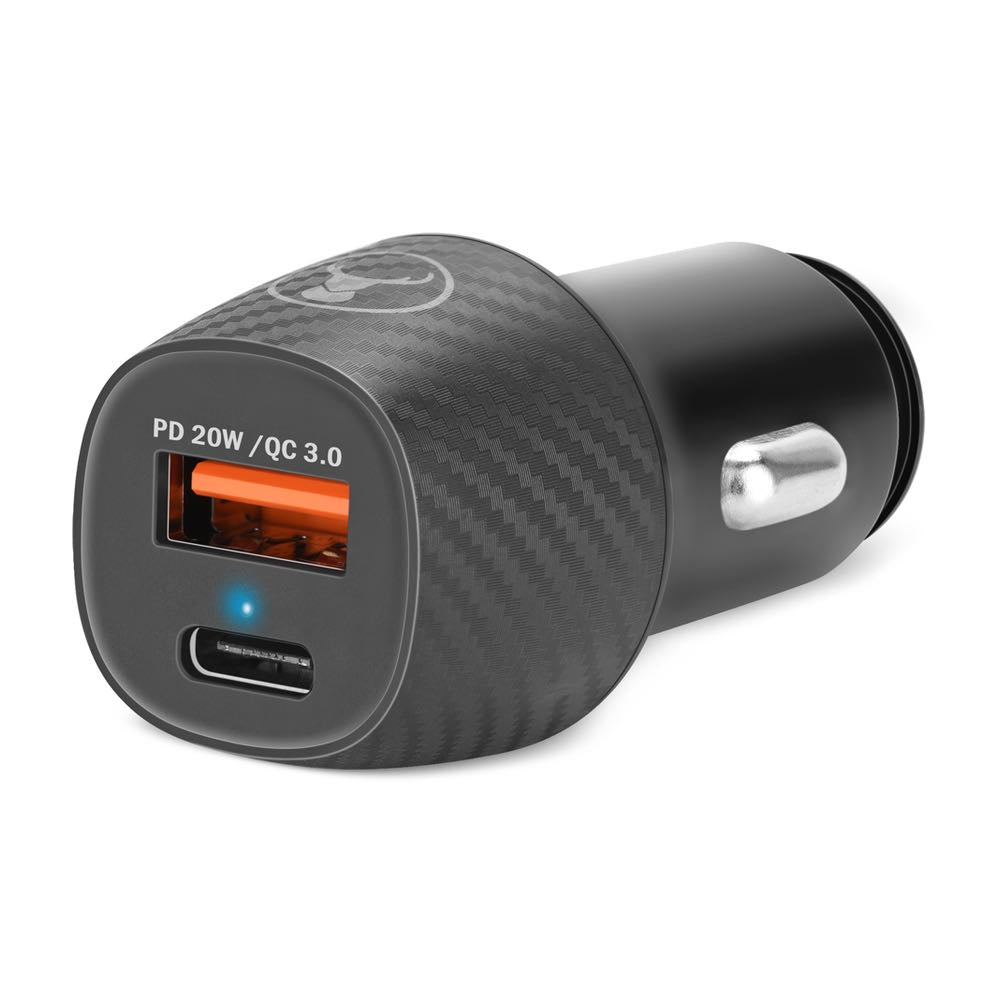 Bonelk Carbon Series 20W PD USB-C  18W QC 3.0 USB-A 20W Car Charger (Black)