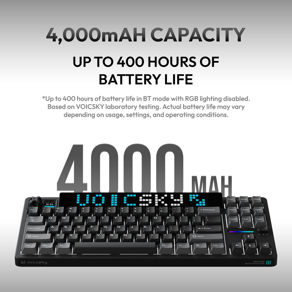VOICSKY ATMOS 87 Wireless Keyboard w/ Dynamic Screen (Dark)(Tone Linear Switch)
