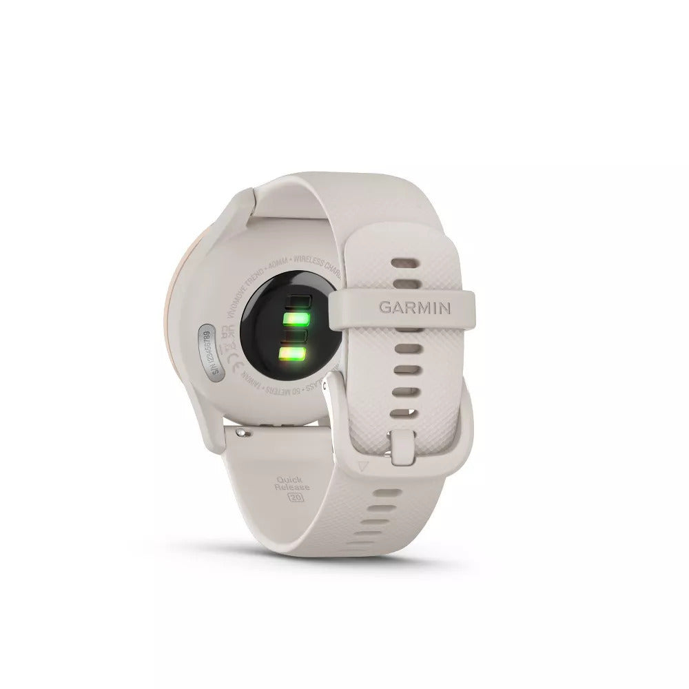 Garmin vivomove Trend - Peach Gold Stainless Steel Bezel w. Ivory Case and Silicone Band
