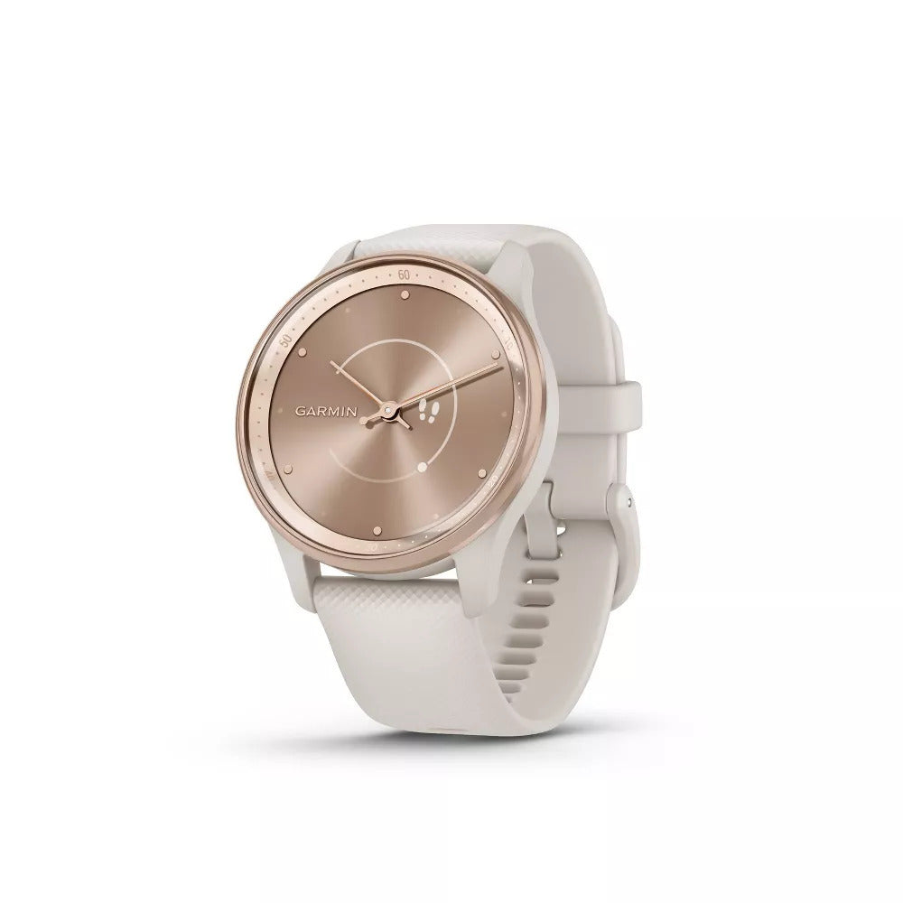 Garmin vivomove Trend - Peach Gold Stainless Steel Bezel w. Ivory Case and Silicone Band