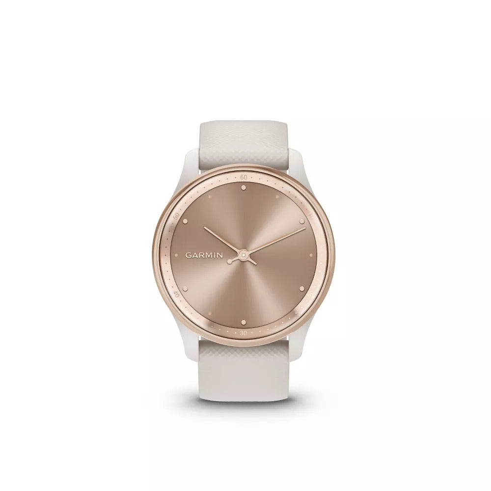 Garmin vivomove Trend - Peach Gold Stainless Steel Bezel w. Ivory Case and Silicone Band