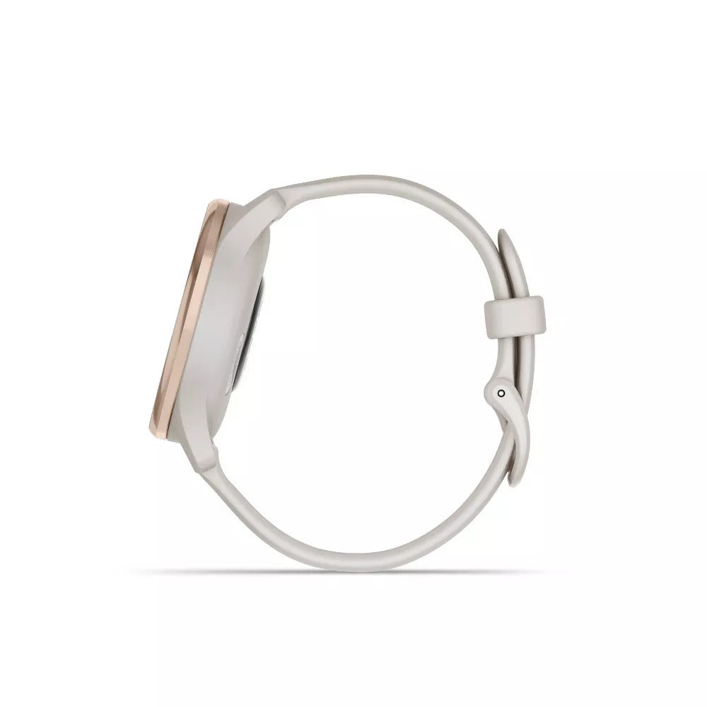 Garmin vivomove Trend - Peach Gold Stainless Steel Bezel w. Ivory Case and Silicone Band