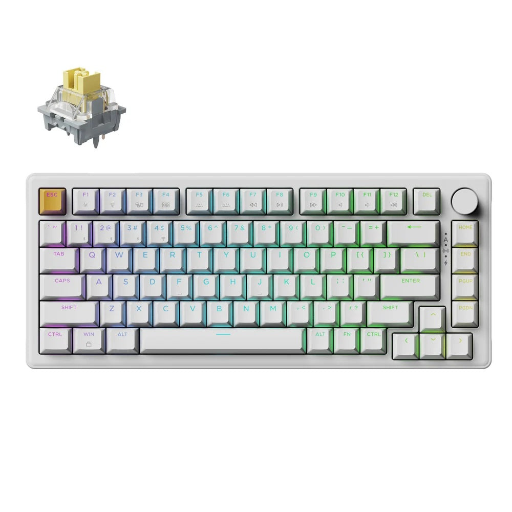 Keychron J2 QMK Wireless Keyboard (White) (Apex Banana Switch)