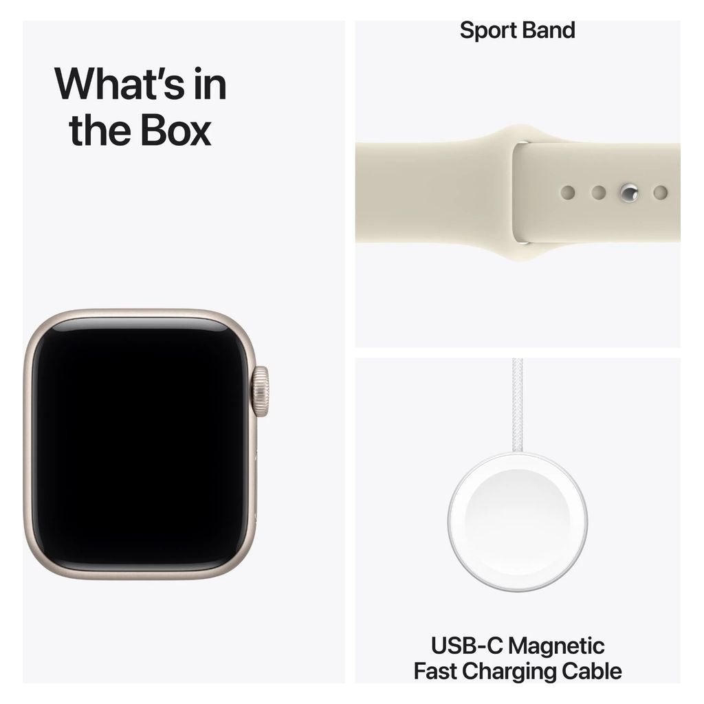 Apple Watch SE 3 44mm Starlight Aluminium Case GPS Sand Sport Band (M/L)