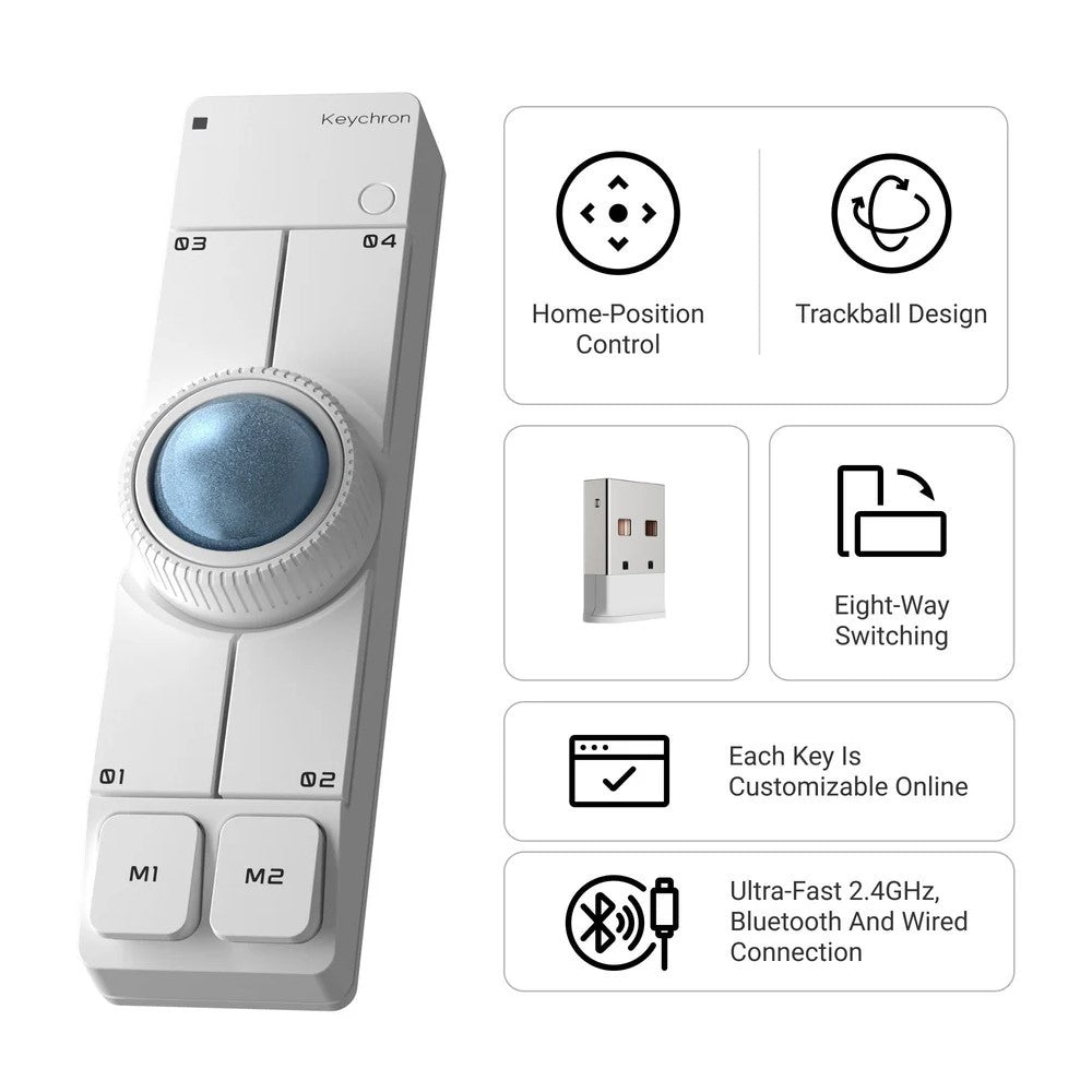 Keychron Nape Pro Wireless Trackball Mouse (White)
