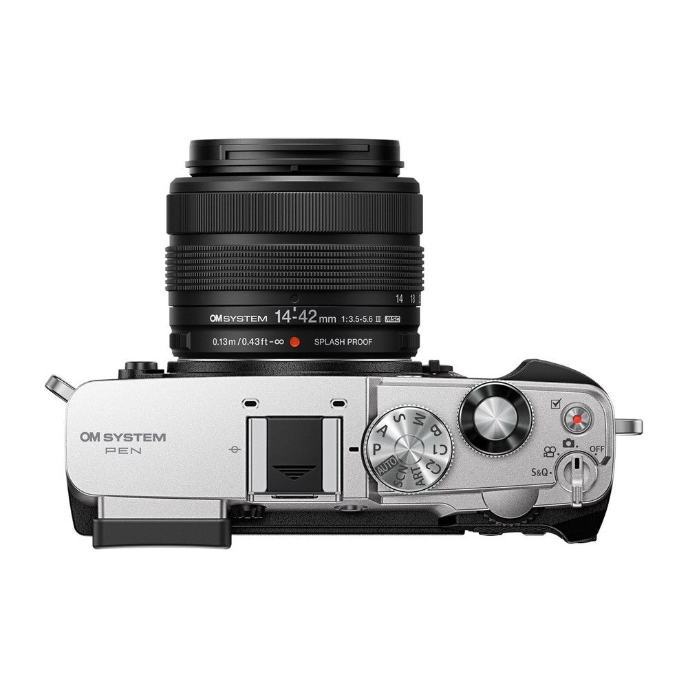 OM System PEN Mirrorless Camera with 14-42mm f/3.5-5.6 III Lens - Silver