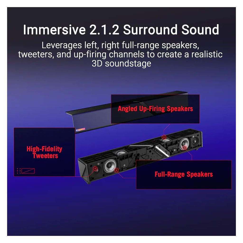 ASUS ROG Gjallar 2.1.2 Dolby Atmos Gaming Soundbar with Wireless Subwoofer