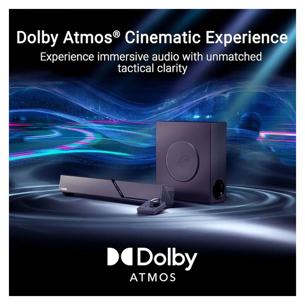 ASUS ROG Gjallar 2.1.2 Dolby Atmos Gaming Soundbar with Wireless Subwoofer