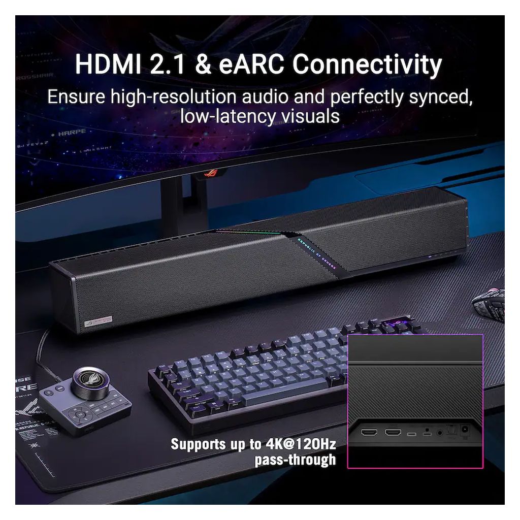 ASUS ROG Gjallar 2.1.2 Dolby Atmos Gaming Soundbar with Wireless Subwoofer