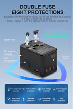 Universal Travel Adapter 67W GaN with 4-Port USB and Type-C Charging