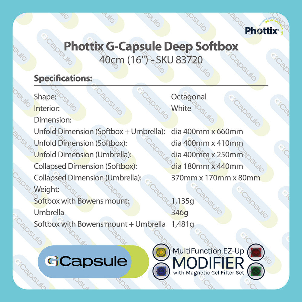 Phottix - G-Capsule Octagon Softbox Kit-Deep 85cm 