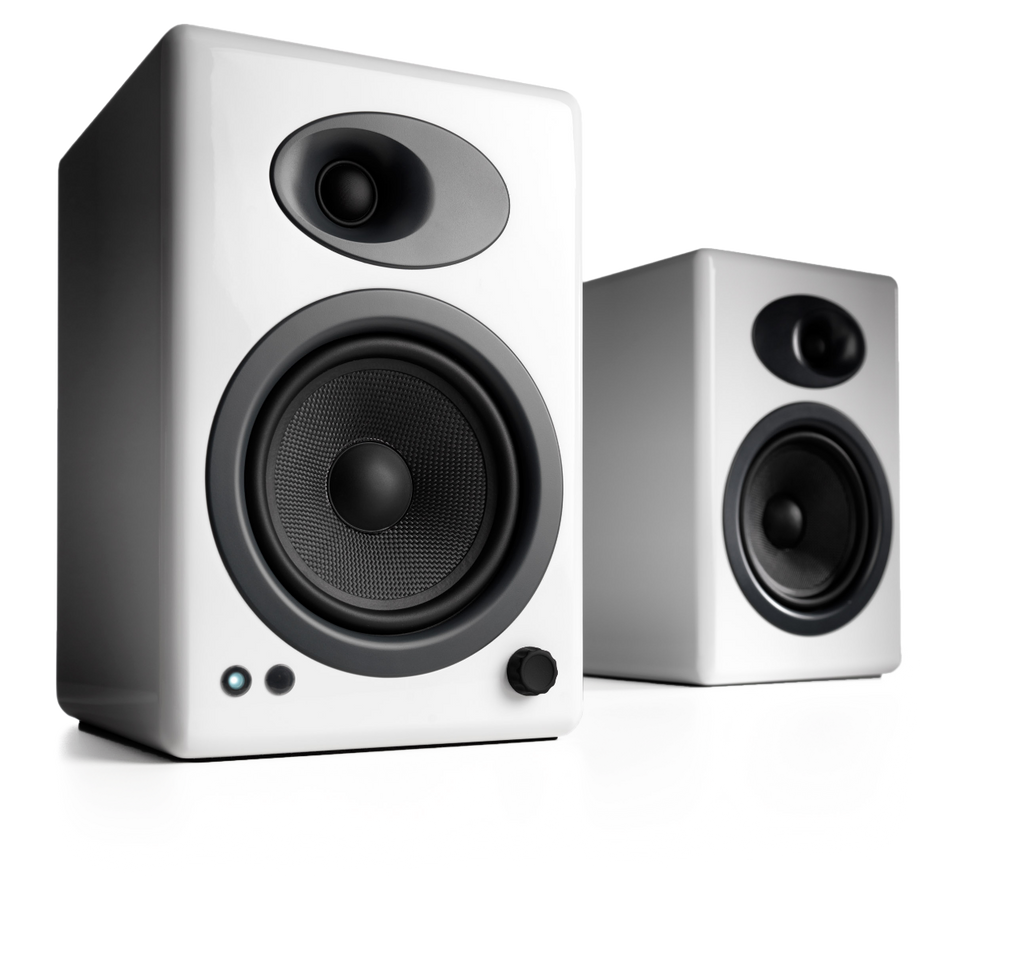 Audioengine A5+ Powered Bookshelf Speakers - Hi-Gloss White
