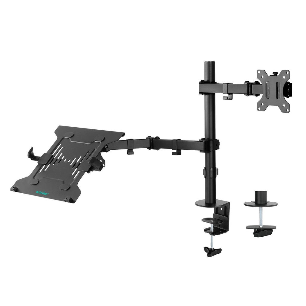 Mbeat activiva Dual-Screen Articulating Monitor Arm with Interchangeable Laptop Holder