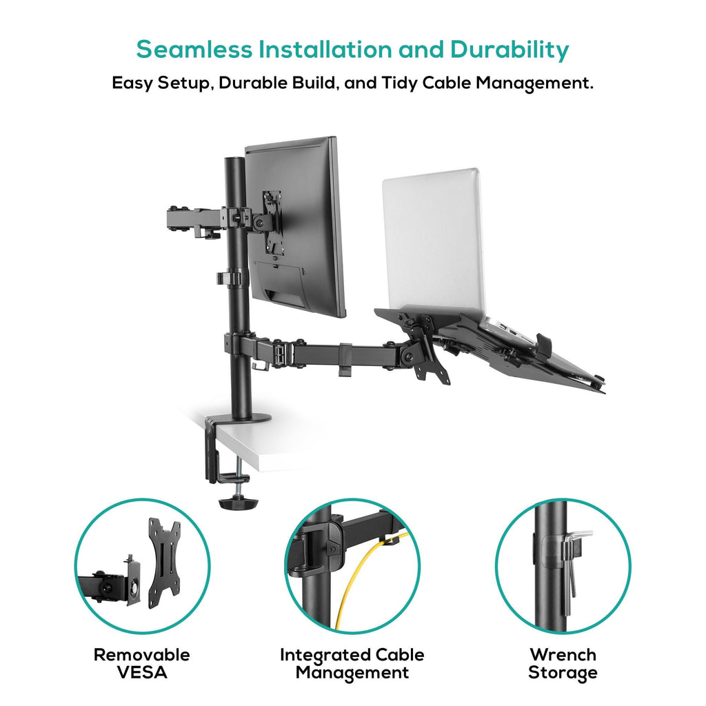 Mbeat activiva Dual-Screen Articulating Monitor Arm with Interchangeable Laptop Holder