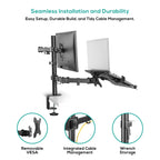 Mbeat activiva Dual-Screen Articulating Monitor Arm with Interchangeable Laptop Holder