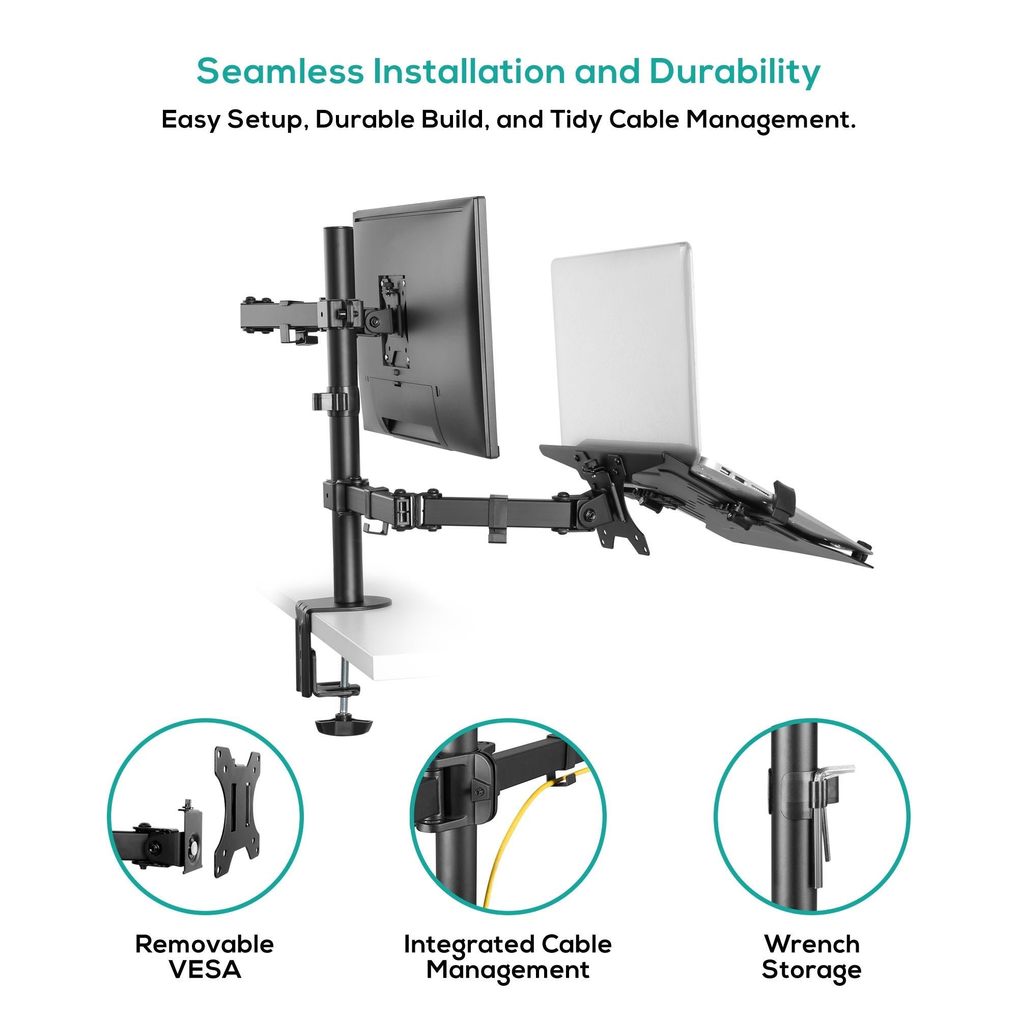 Mbeat activiva Dual-Screen Articulating Monitor Arm with Interchangeable Laptop Holder