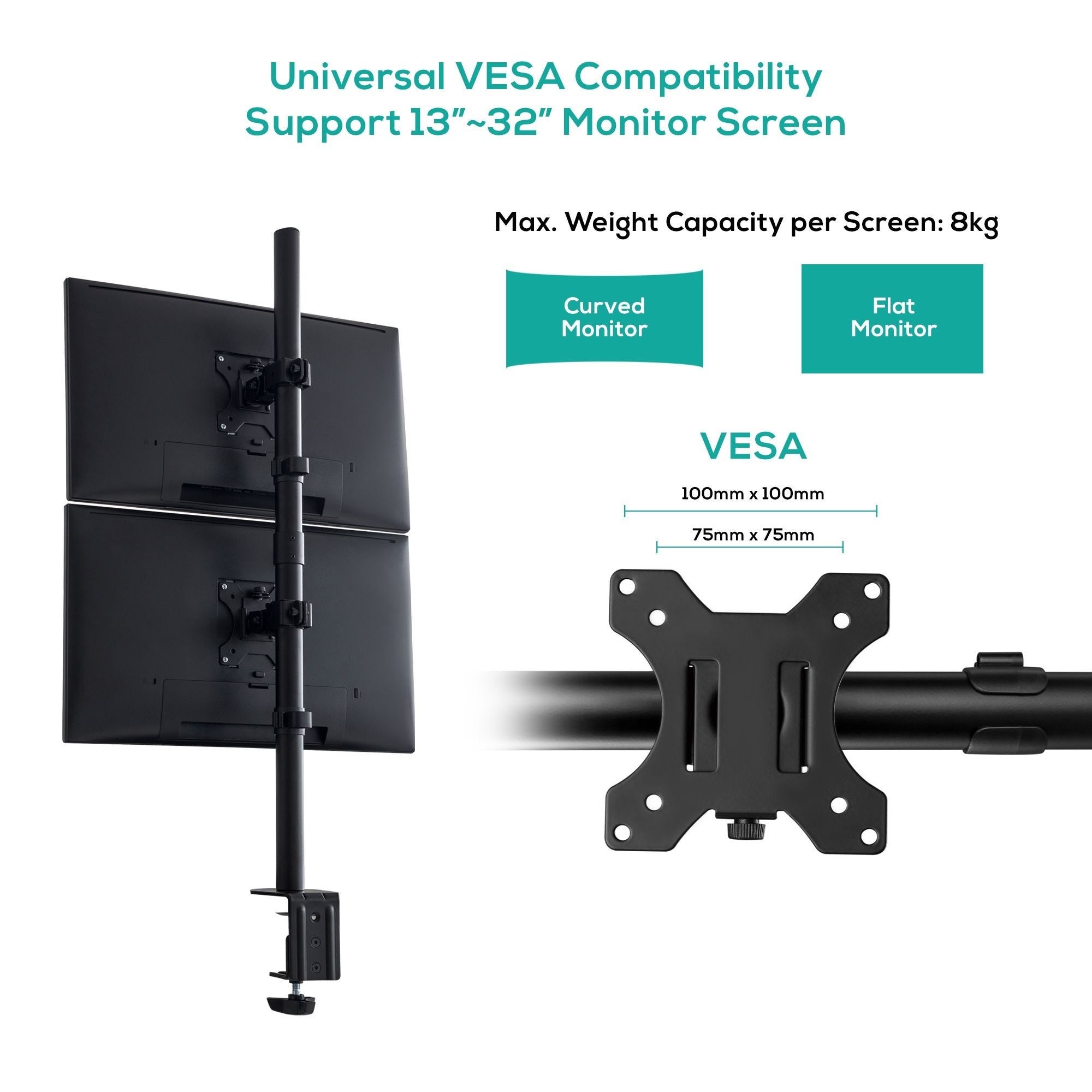 Mbeat activiva Dual-Screen Articulating Vertical Monitor Arm