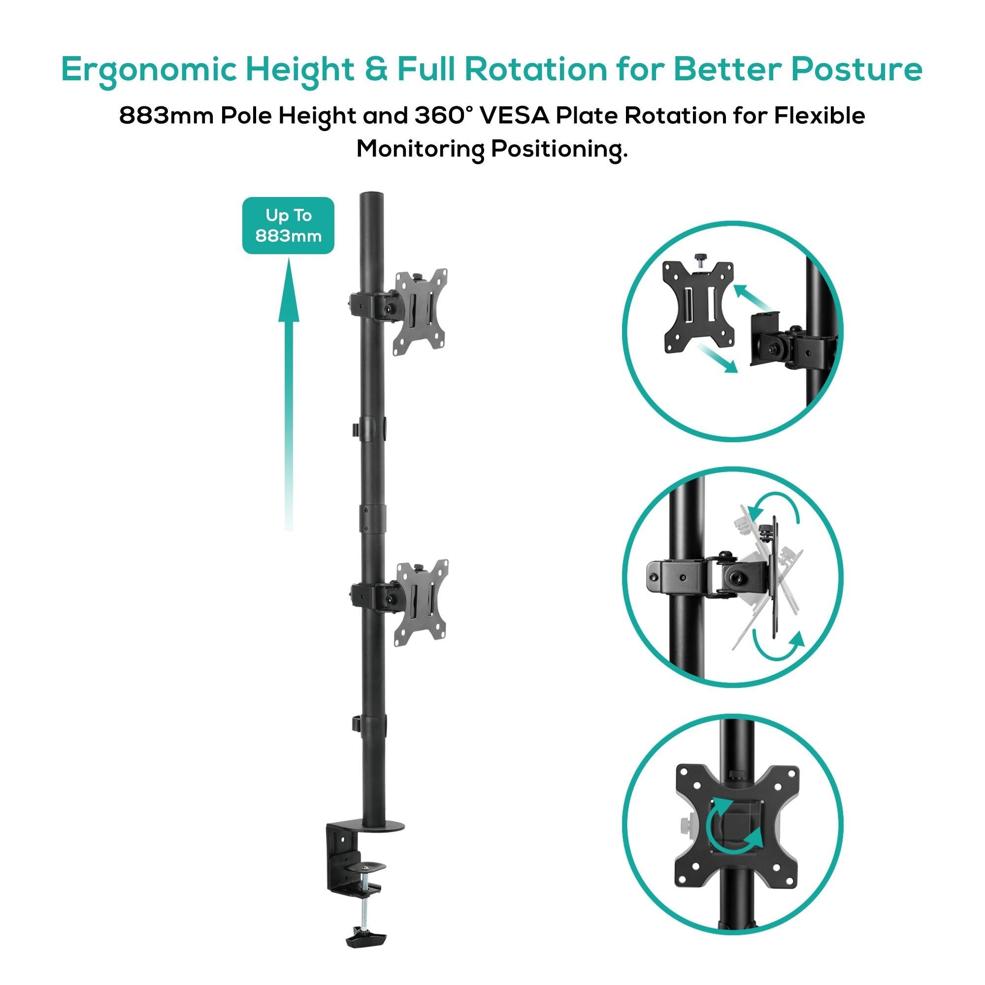 Mbeat activiva Dual-Screen Articulating Vertical Monitor Arm