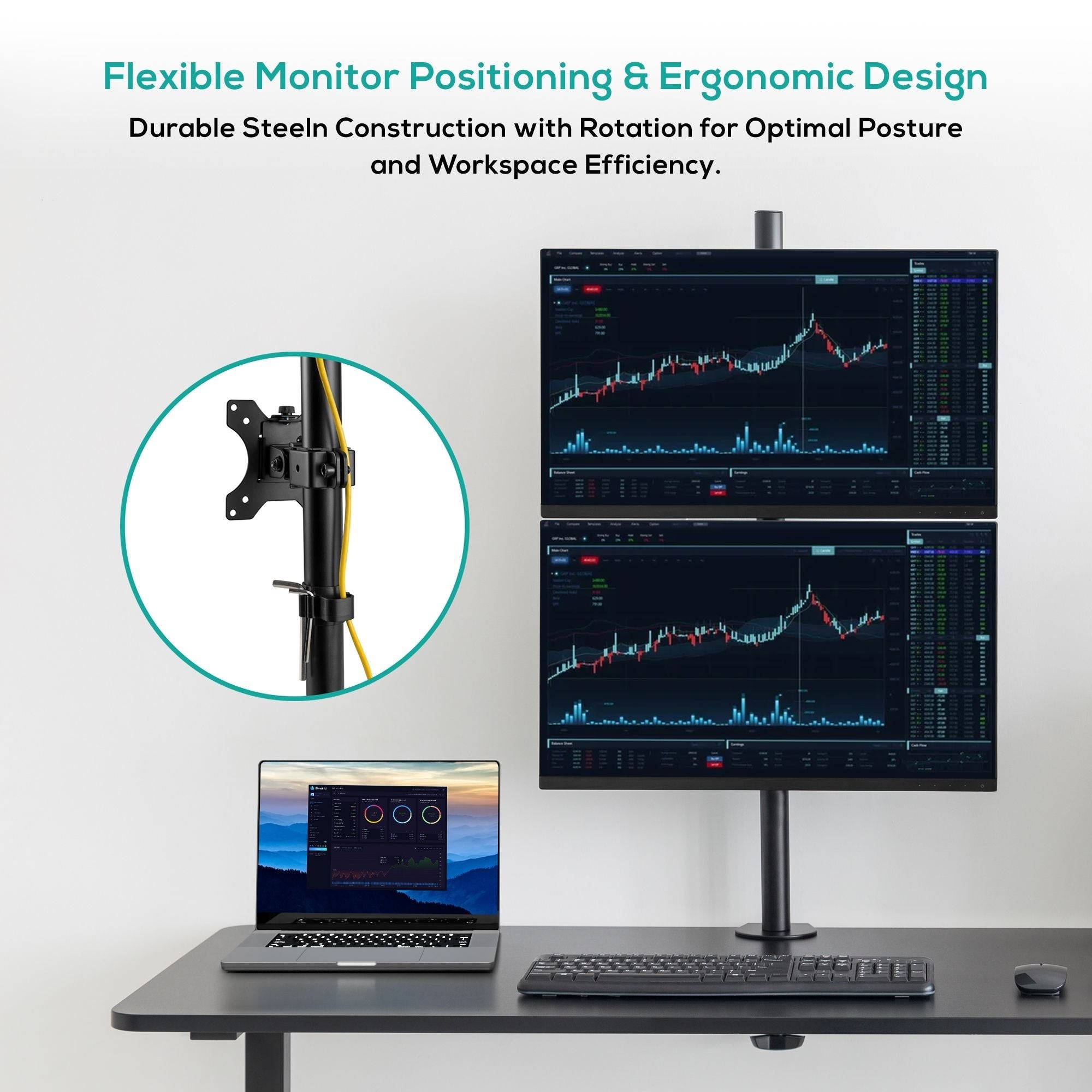 Mbeat activiva Dual-Screen Articulating Vertical Monitor Arm