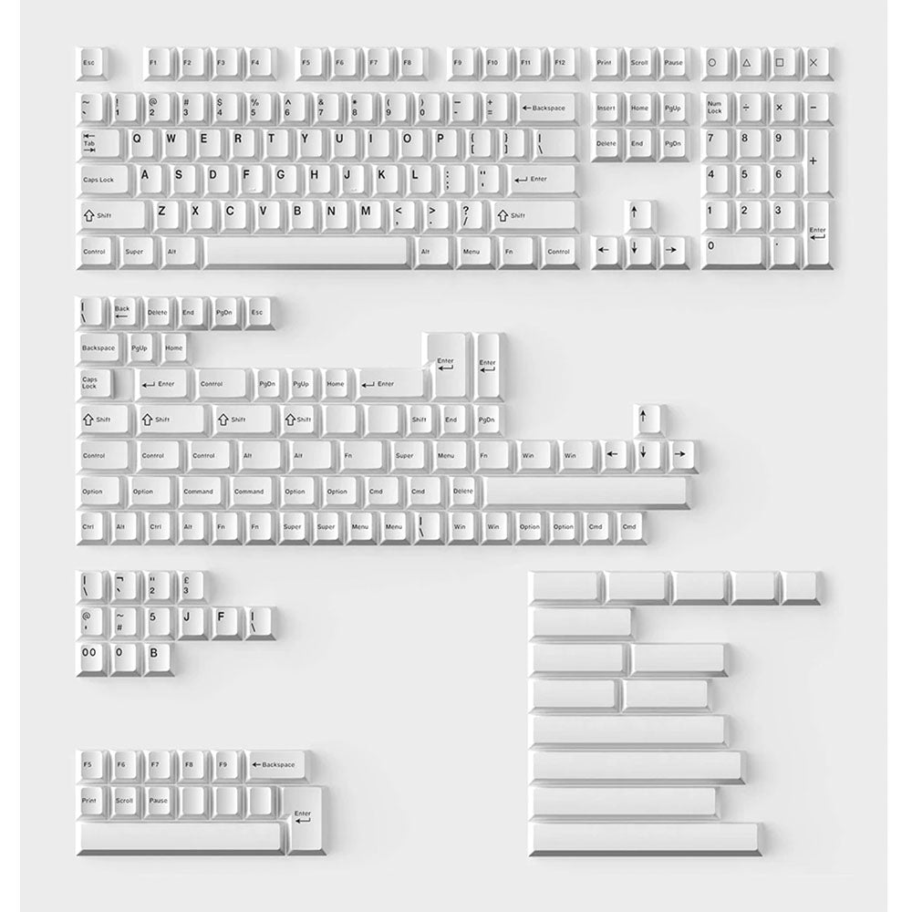 Keychron Cherry Double-Shot PBT Keycaps (Black on White) (Full Set 218 Keys)