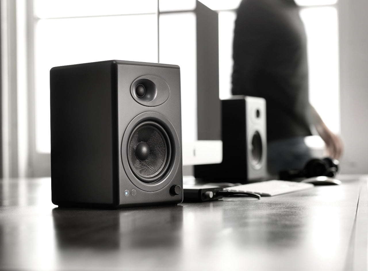 Audioengine A5+ Powered Bookshelf Speakers - Satin Black