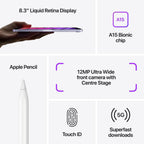 Apple iPad Mini 8.3" Wi-Fi 256GB Purple (6th Gen) - MK7X3X/A