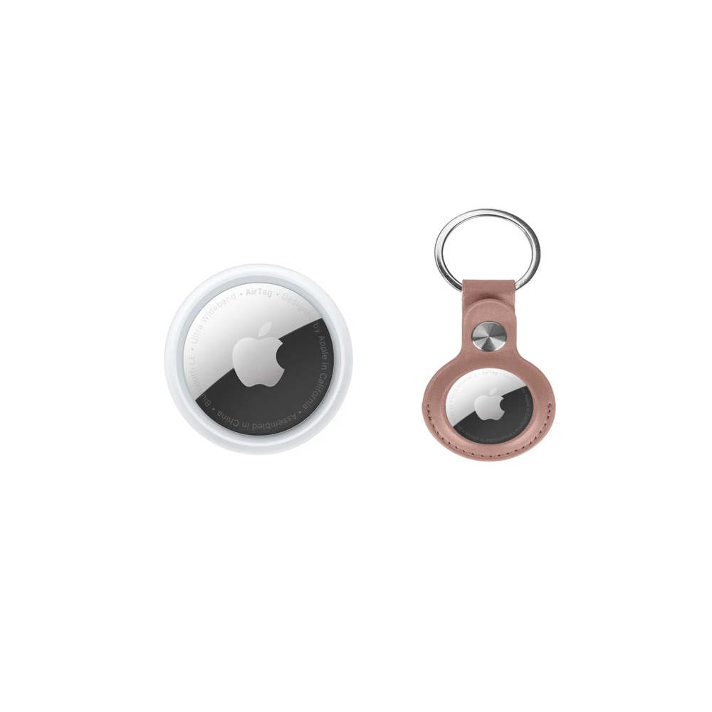 Apple AirTag 1 Pack with PU Leather Key Ring (Rose Gold)