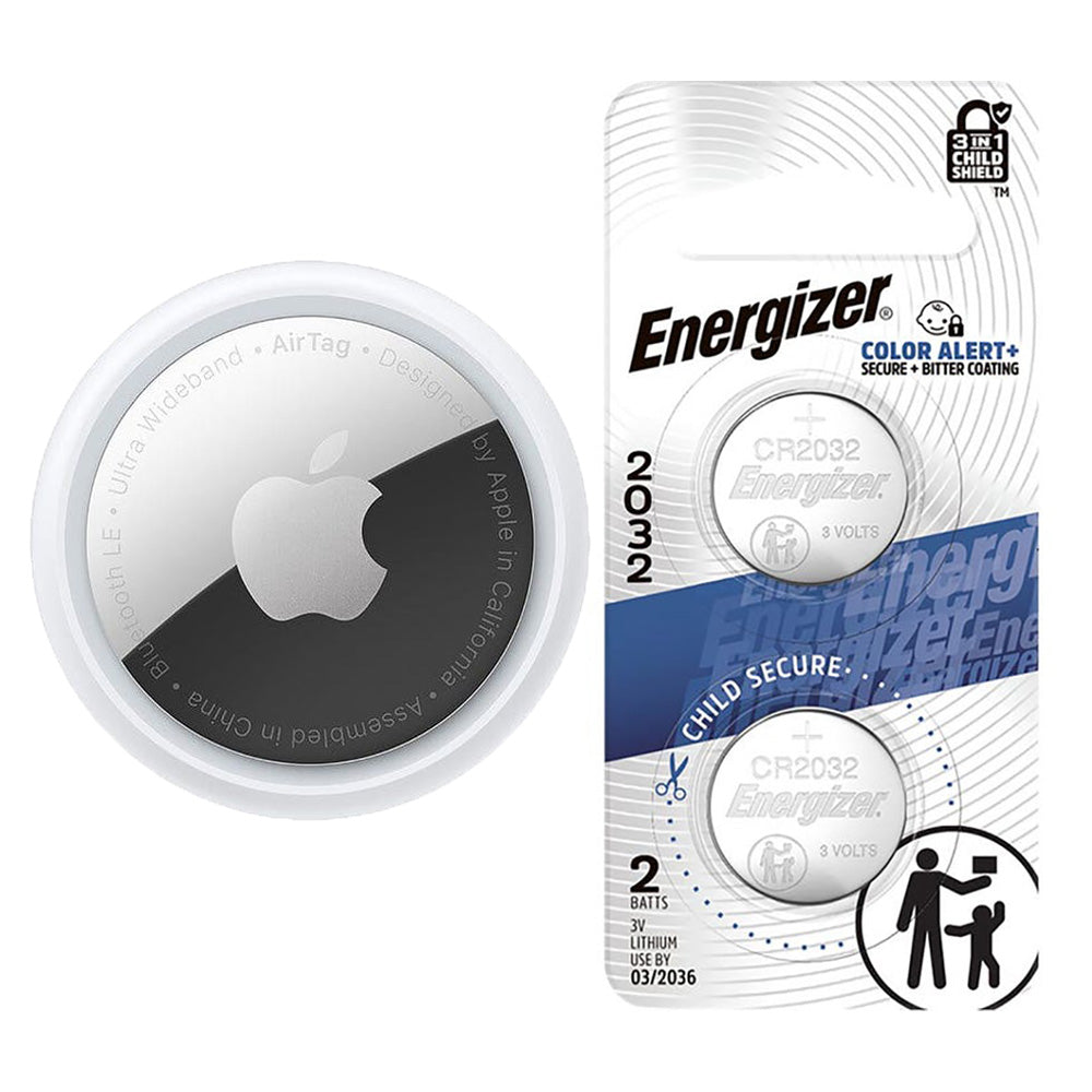 Apple Airtag 1 Pack with Energizer Lithium CR2032 Battery (2 Pack)