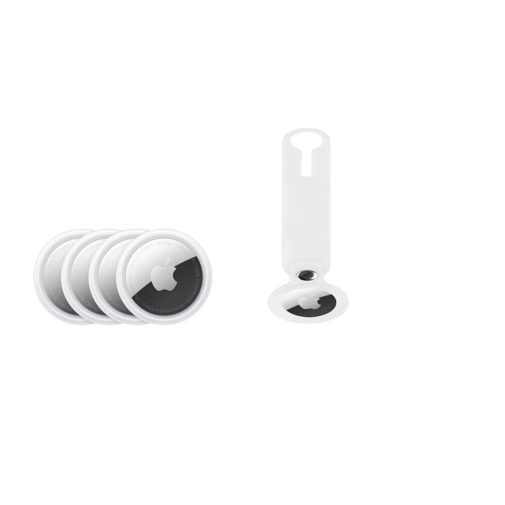 Apple AirTag 4 Pack with Silicone Cover Loop (White)