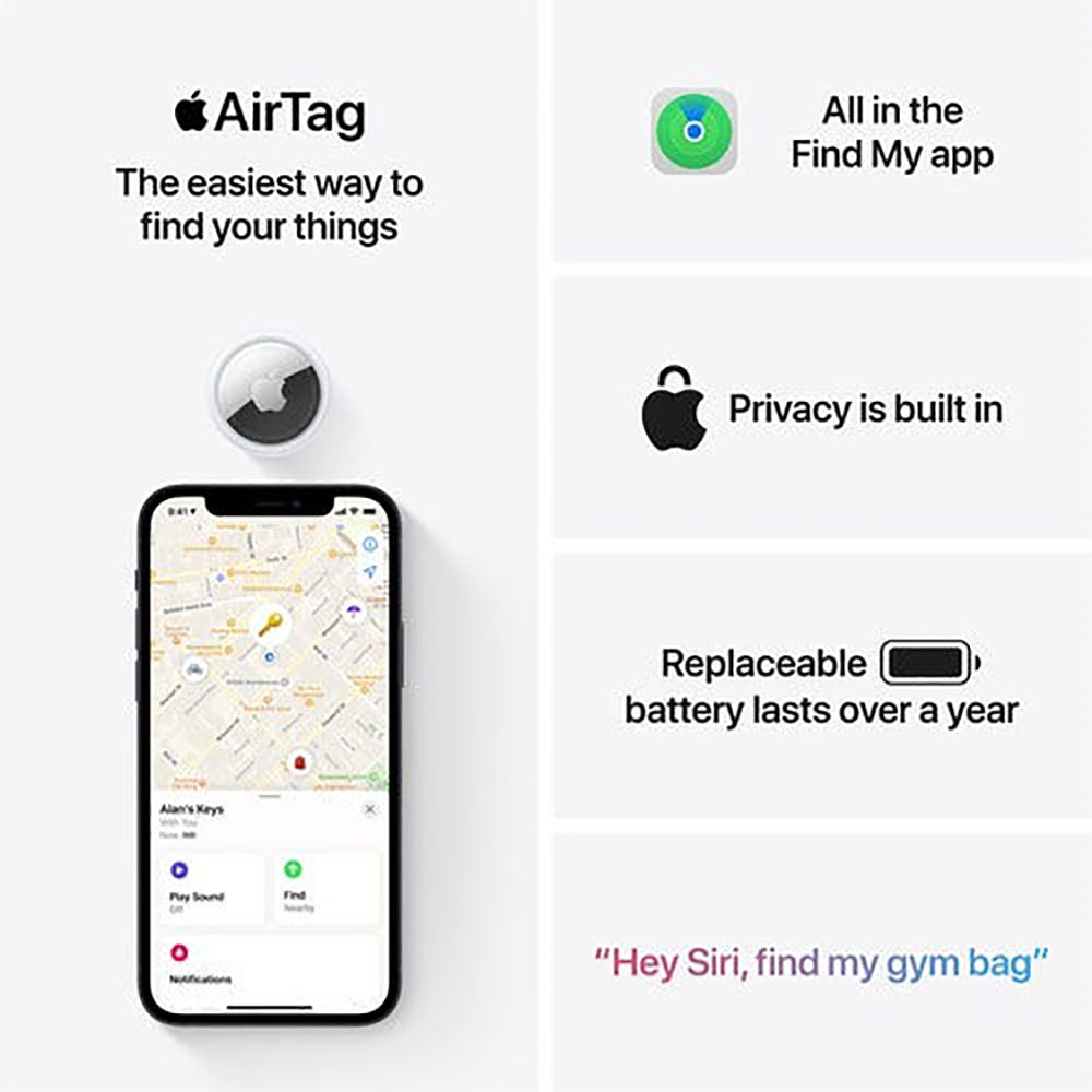 Apple Airtag 4 Pack with 4x Silicone Cover Loop (Black)