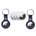 Apple AirTag 4 Pack with 2x PU Leather Key Ring (Navy)