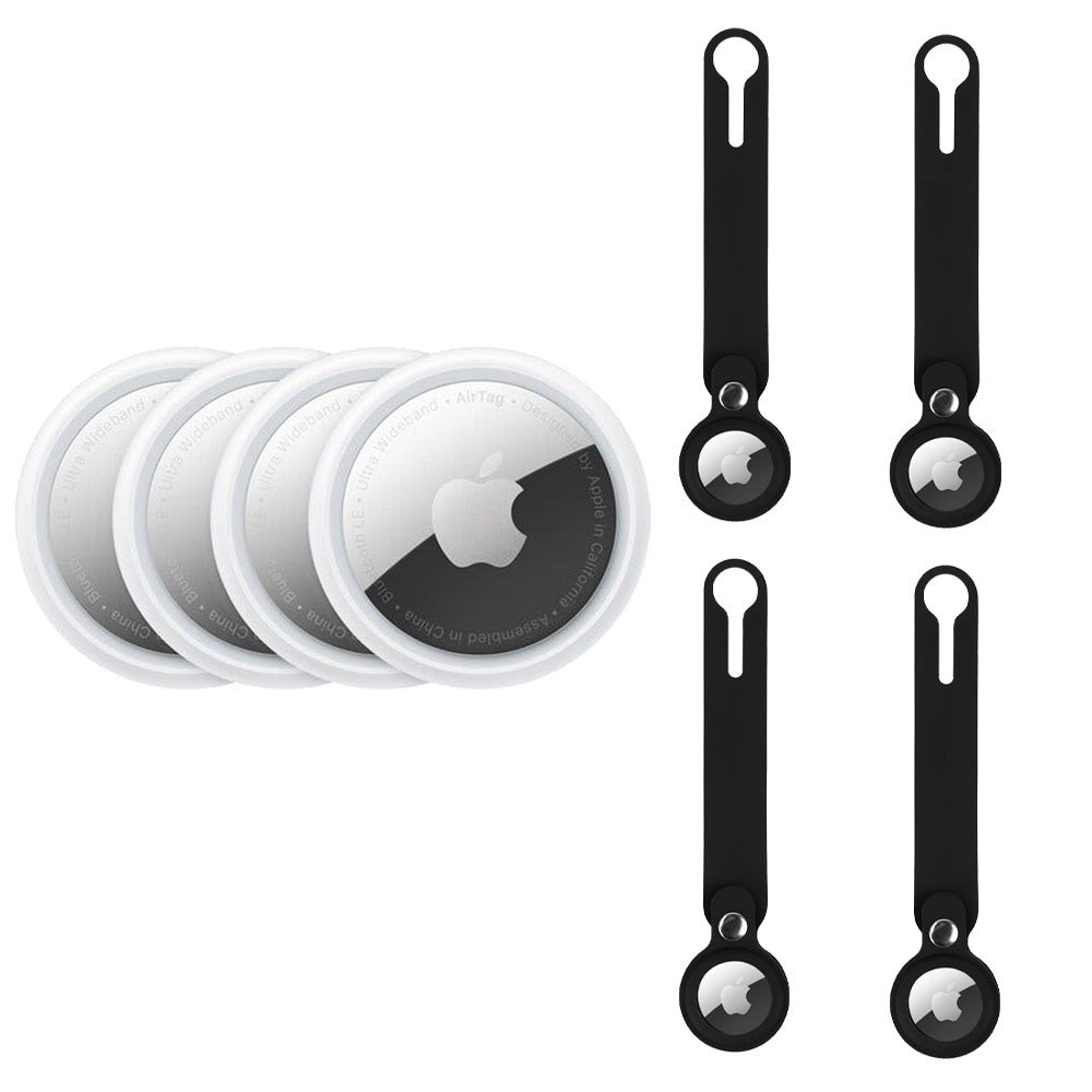 Apple Airtag 4 Pack with 4x Silicone Cover Loop (Black)