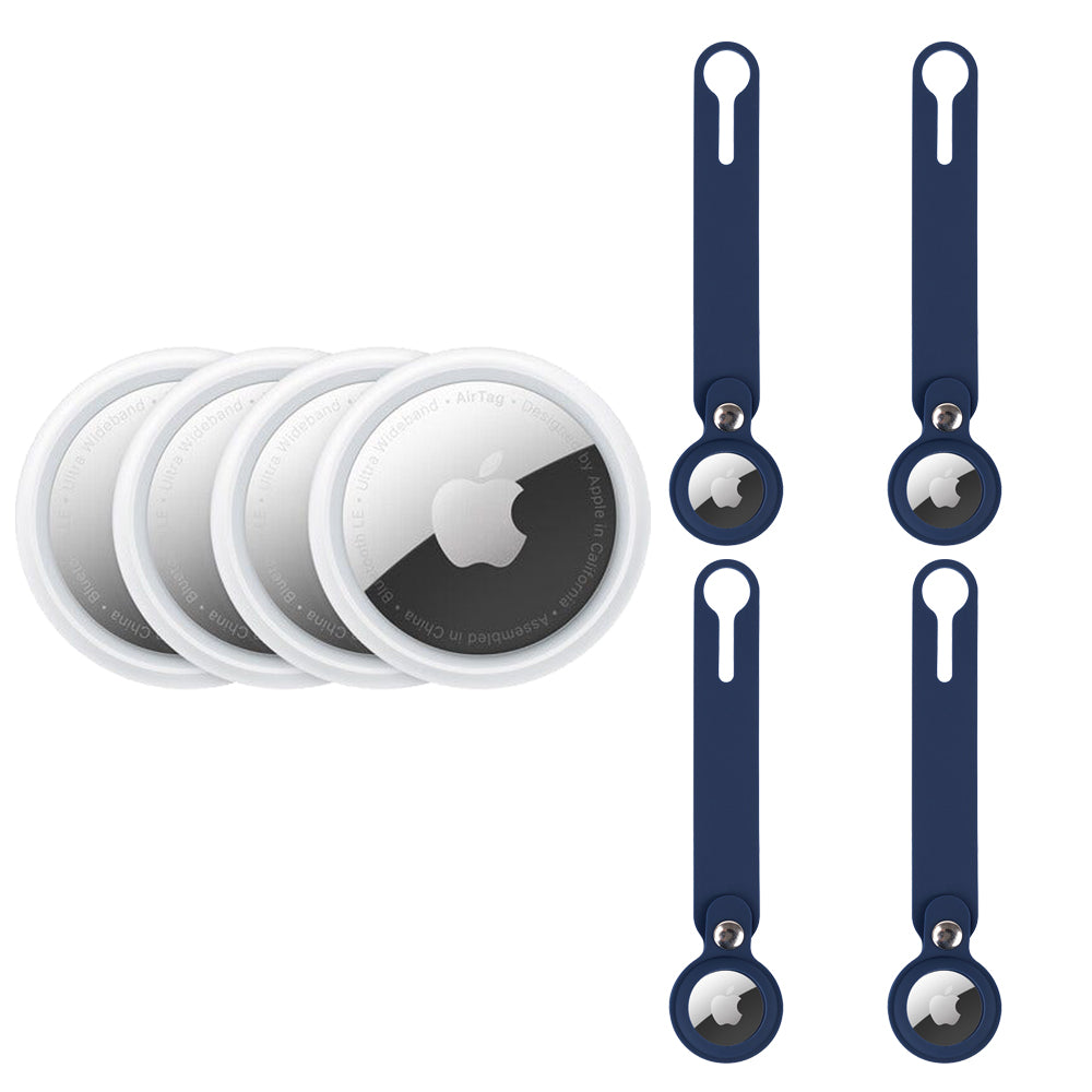 Apple Airtag 4 Pack with 4x Silicone Cover Loop (Navy)