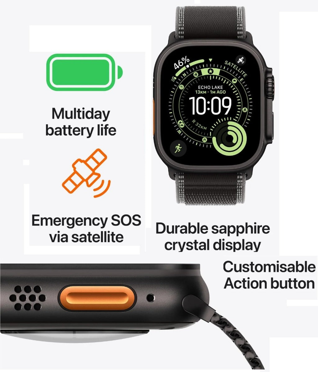  Apple Watch Ultra 3 49mm Black Titanium Case GPS + Cellular Charcoal Trail Loop (M/L)