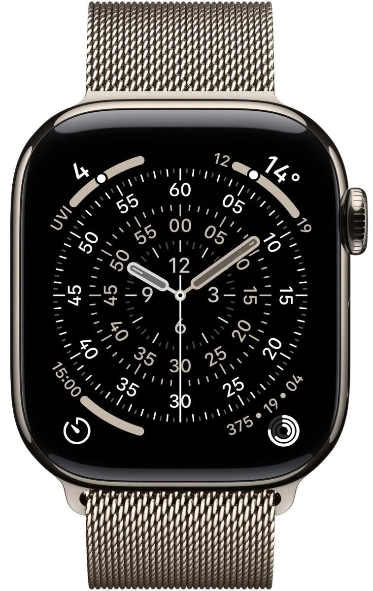 Apple Watch Series 11 42mm Natural Titanium Case GPS + Cellular Milanese Loop