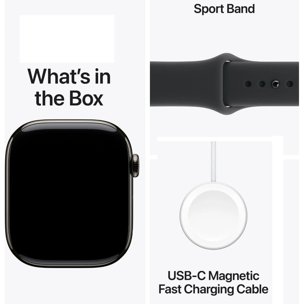 Apple Watch Series 11 42mm Slate Titanium Case GPS + Cellular Sport Band (S/M)