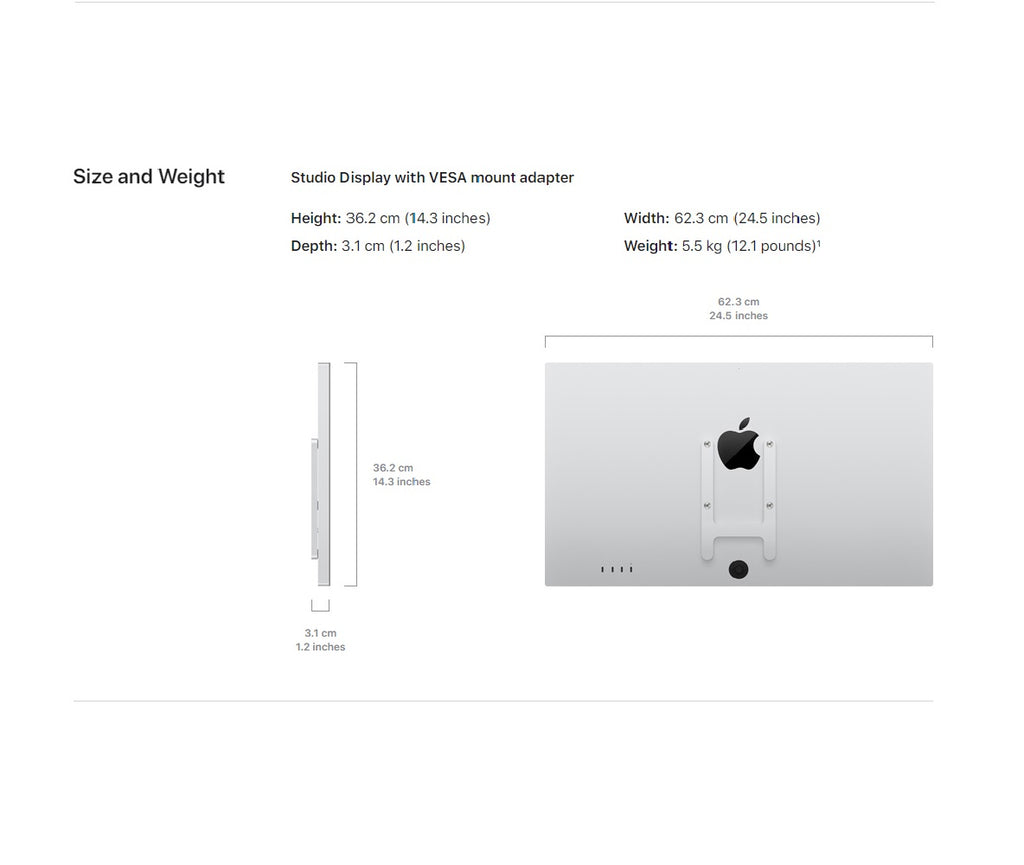 Apple 27" 5K Studio Display (Standard Glass) (VESA Mount Adapter) (Stand not included)
