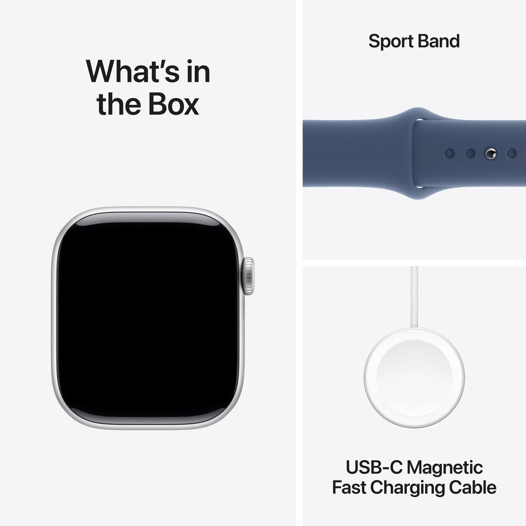 Apple Watch Series 10 42mm Silver Aluminium Case GPS Sport Band (M/L) (Denim)