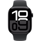 Apple Watch Series 10 46mm Jet Black Aluminium Case GPS Sport Band (M/L) (Black)