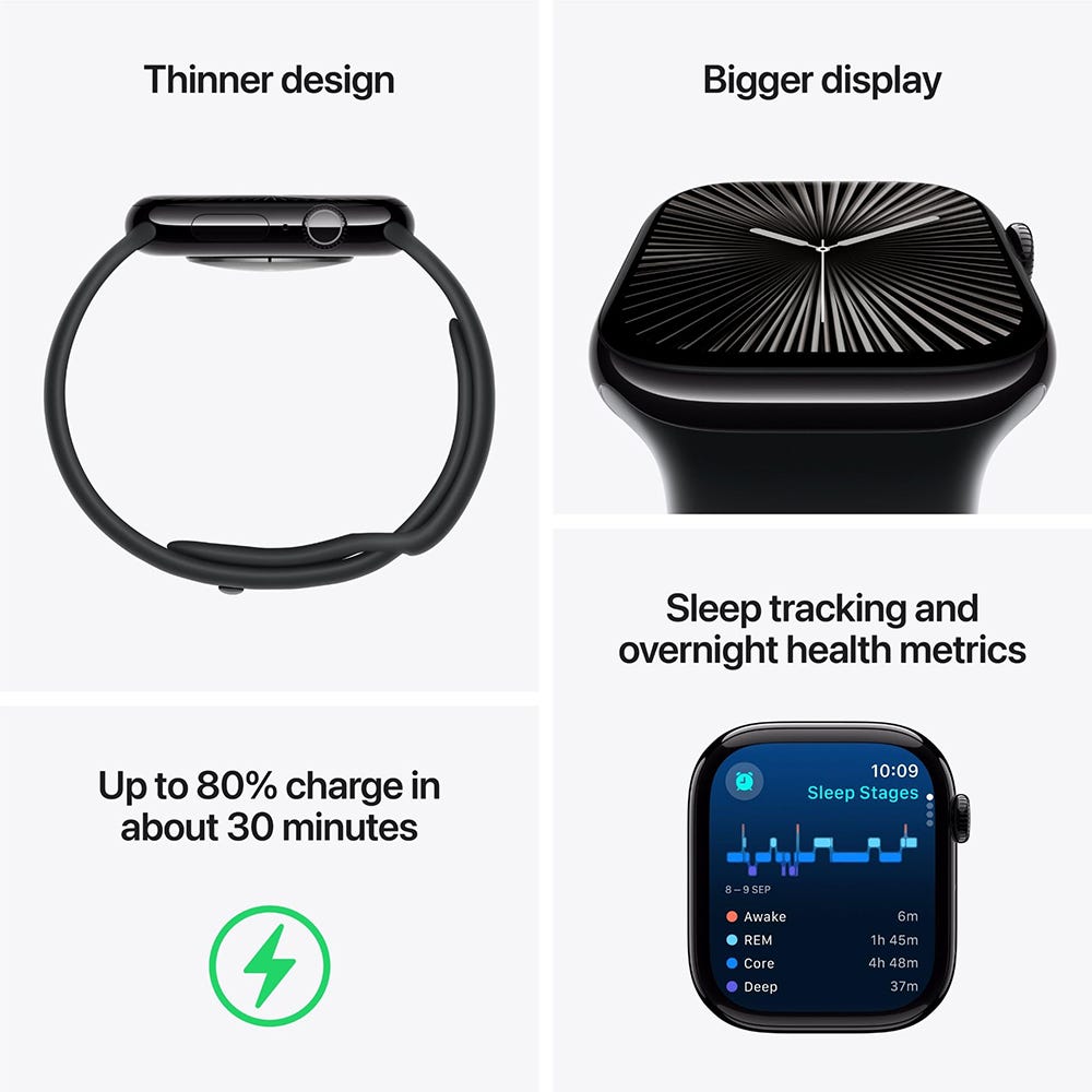 Apple Watch Series 10 46mm Jet Black Aluminium Case GPS Sport Loop (Ink)