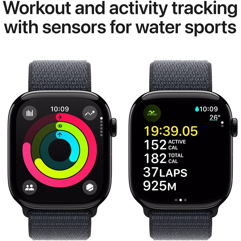 Apple Watch Series 10 46mm Jet Black Aluminium Case GPS Sport Loop (Ink)