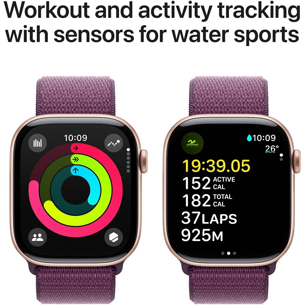 Apple Watch Series 10 46mm Rose Gold Aluminium Case GPS Sport Loop (Plum)